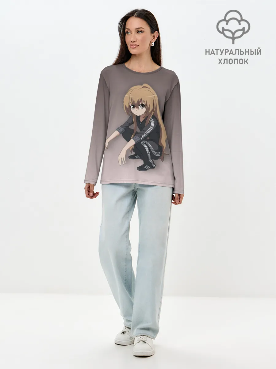 Лонгслив женский. Хлопок / Аниме девочка на кортах в Адидасе