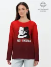 Лонгслив женский. Хлопок / monokuma на красном градиенте