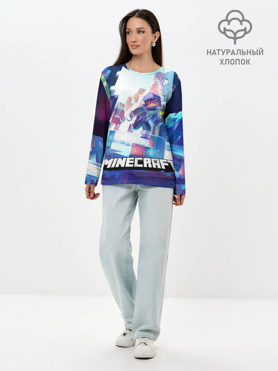 Лонгслив женский. Хлопок / Майнкрафт