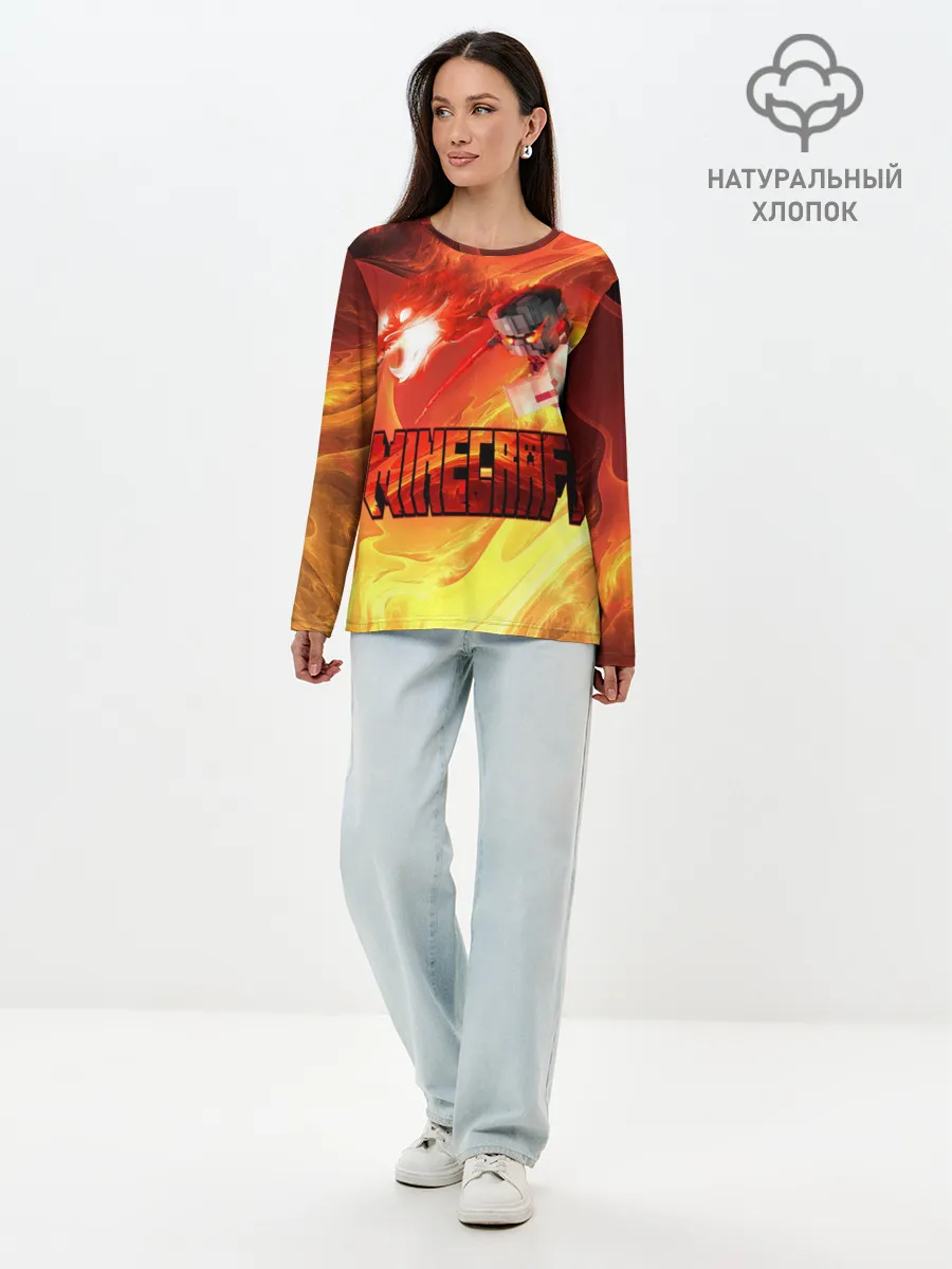 Лонгслив женский. Хлопок / MINECRAFT | ЛАВА