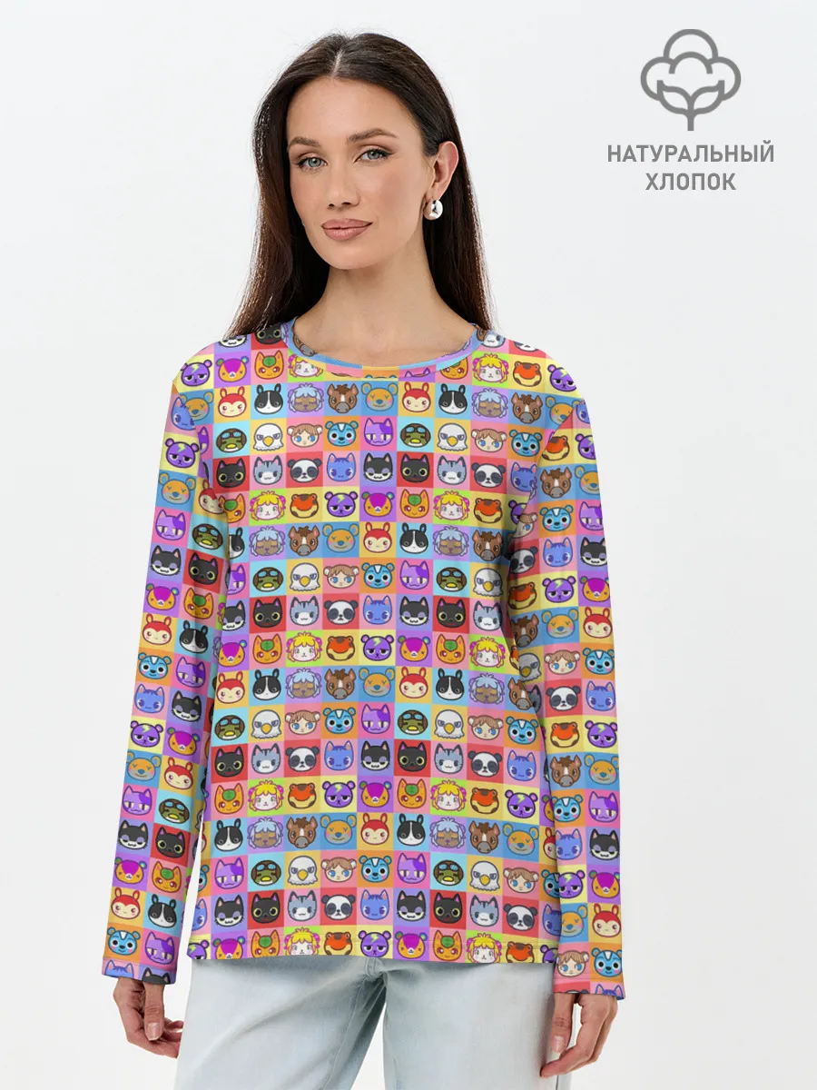 Лонгслив женский. Хлопок / ANIMAL CROSSING
