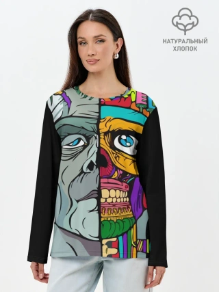 Лонгслив женский. Хлопок / Франкенштейн