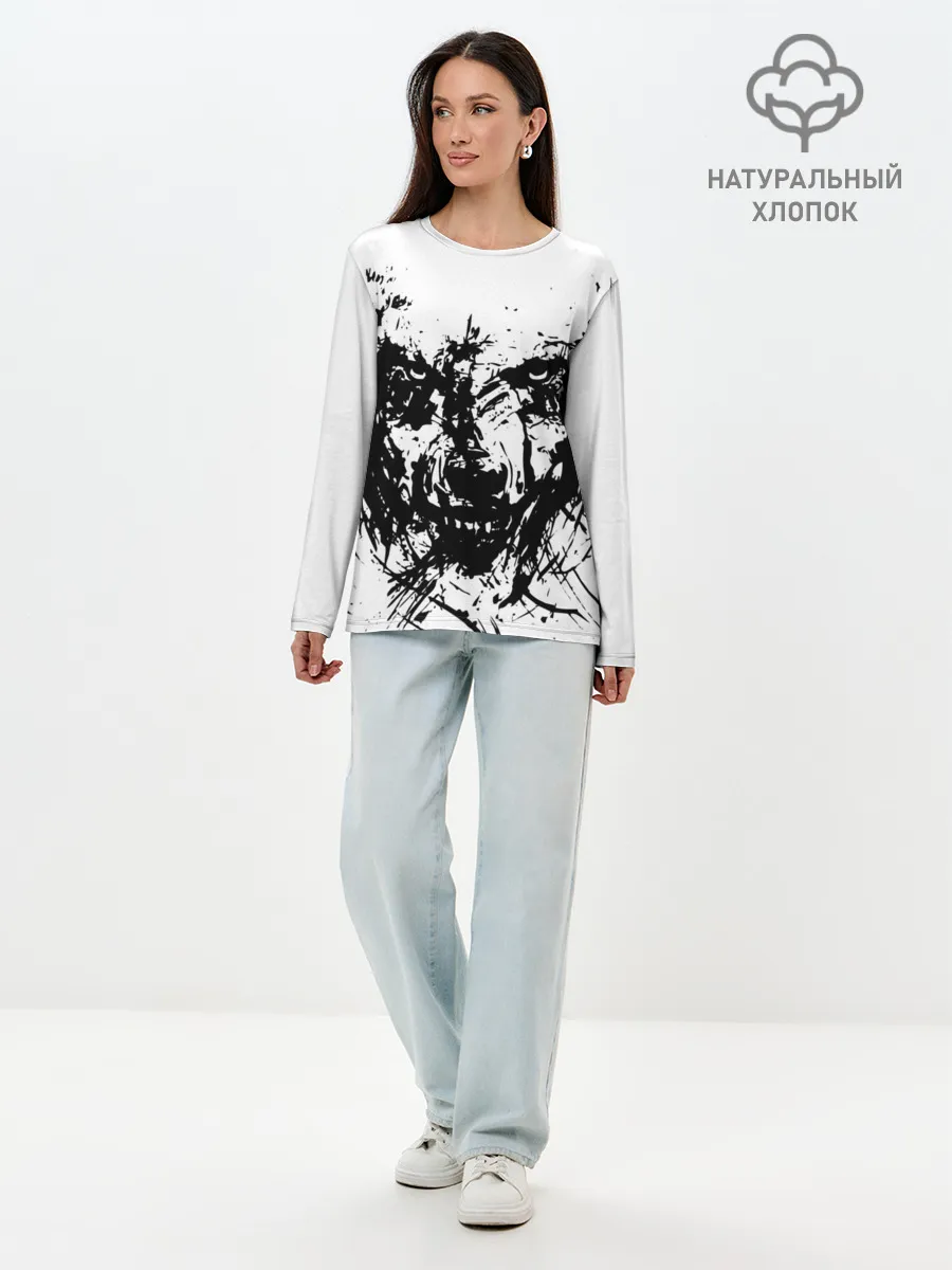 Лонгслив женский. Хлопок / Зверь