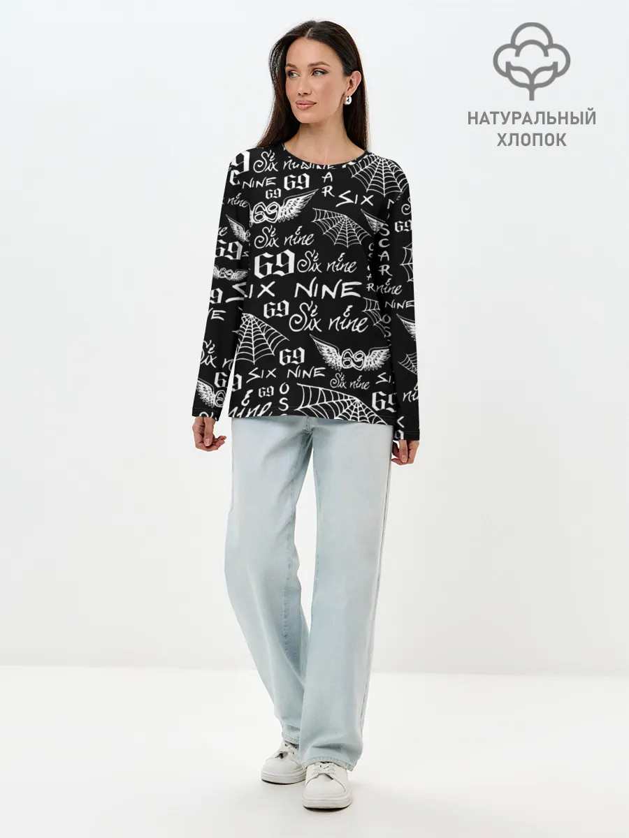 Лонгслив женский. Хлопок / 6IX9INE ТАТУИРОВКИ