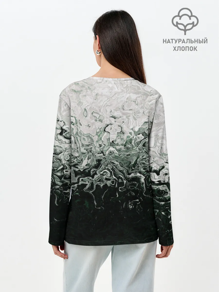 Лонгслив женский. Хлопок / Разводы жидкость абстракция