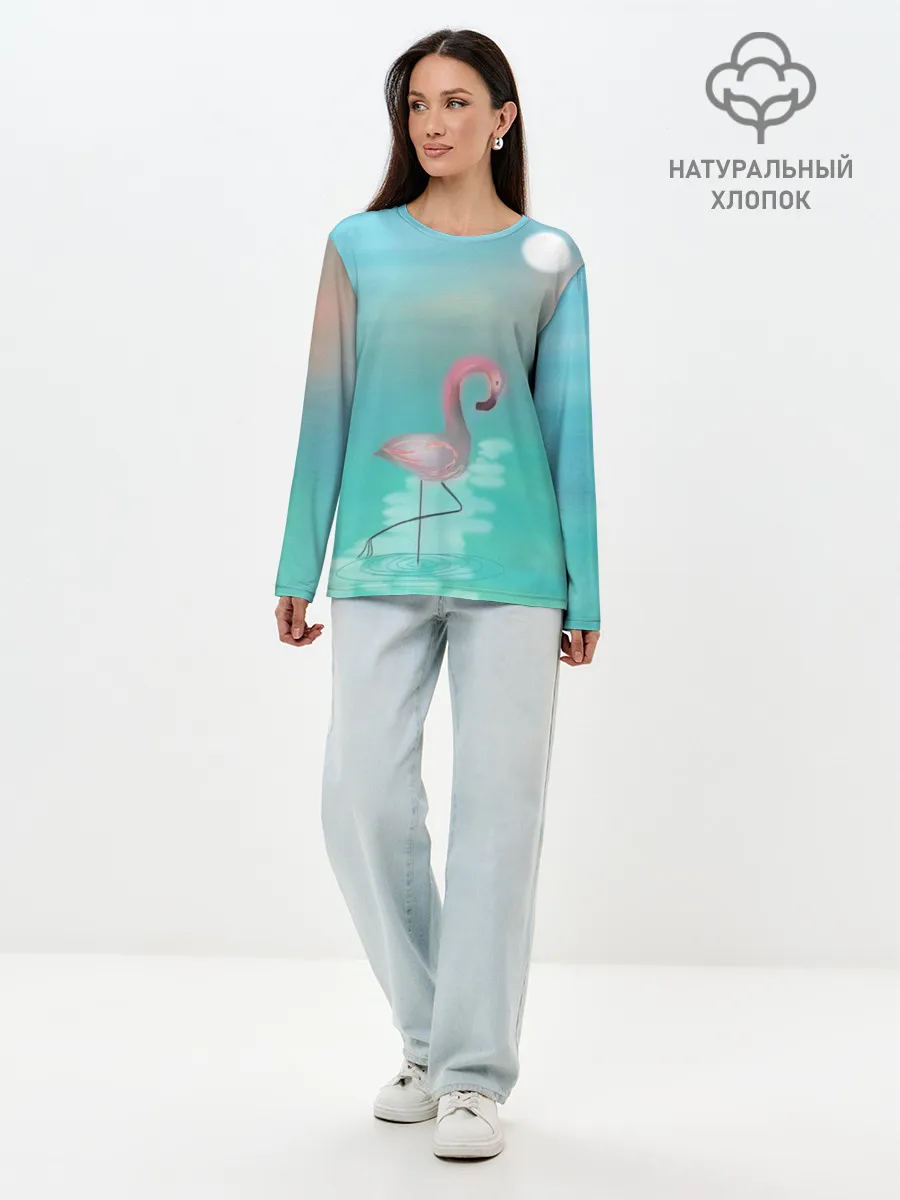 Лонгслив женский. Хлопок / Фламинго