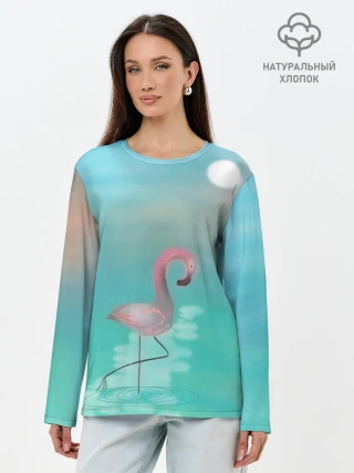 Лонгслив женский. Хлопок / Фламинго