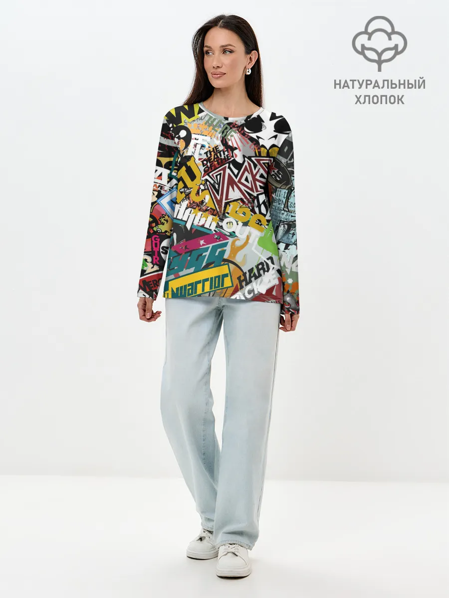 Лонгслив женский. Хлопок / Стикеры