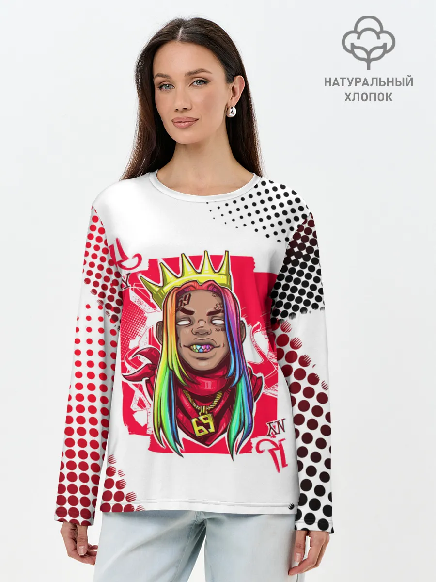 Лонгслив женский. Хлопок / 6ix9ine King Up