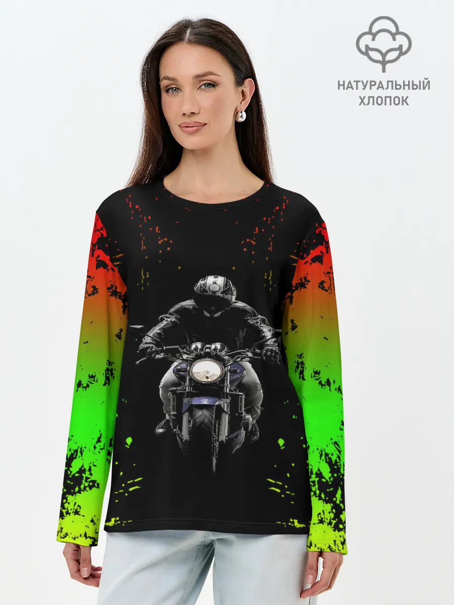 Лонгслив женский. Хлопок / МОТОЦИКЛЫ