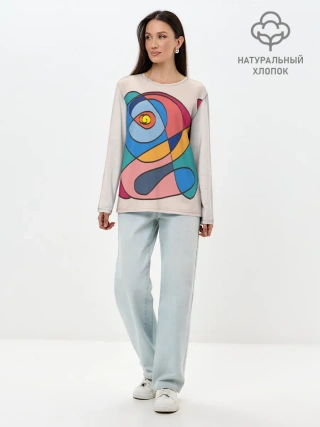 Лонгслив женский. Хлопок / Абстракция полет фантазии