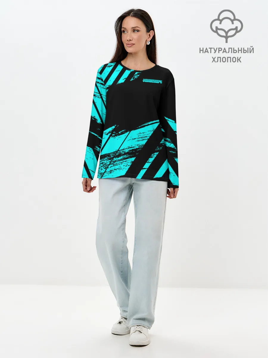 Лонгслив женский. Хлопок / Minecraft