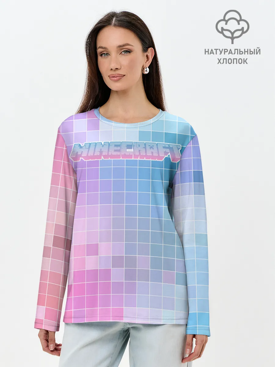 Лонгслив женский. Хлопок / Minecraft