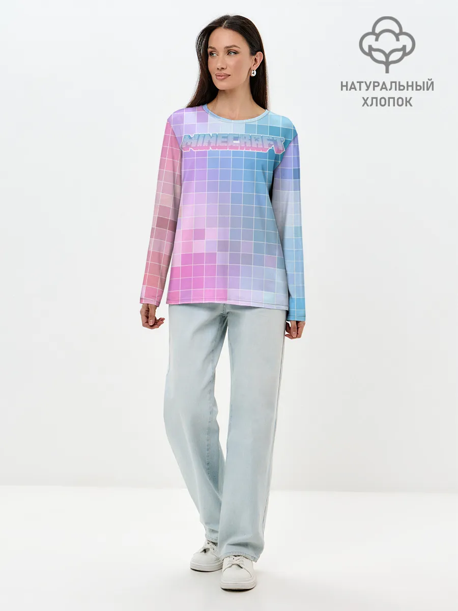 Лонгслив женский. Хлопок / Minecraft