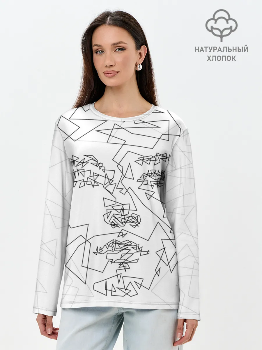 Лонгслив женский. Хлопок / Геометрическое лицо
