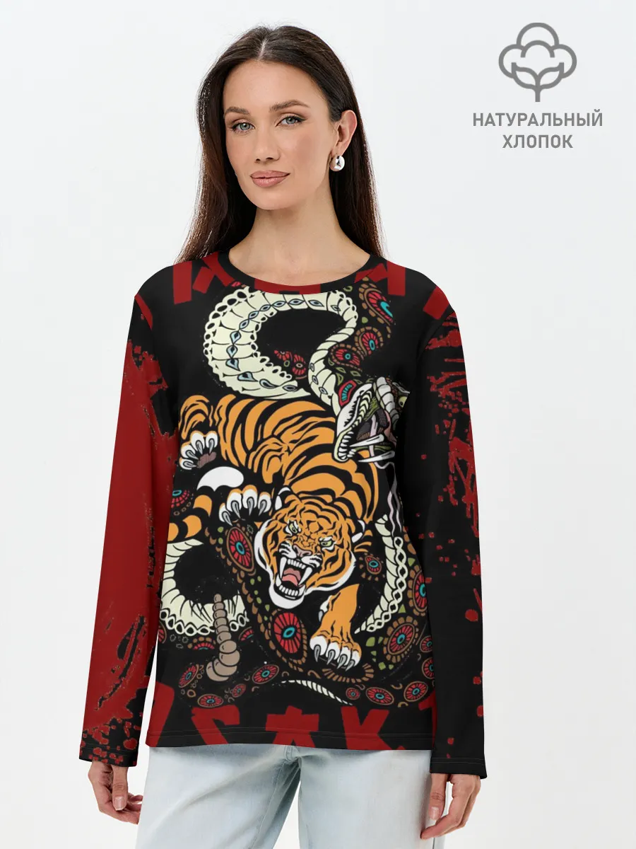 Лонгслив женский. Хлопок / Японский Тигр
