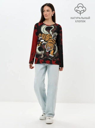 Лонгслив женский. Хлопок / Японский Тигр