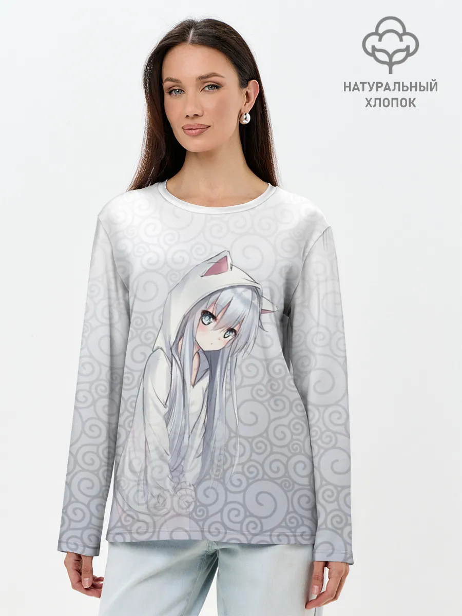 Лонгслив женский. Хлопок / Cat-girl
