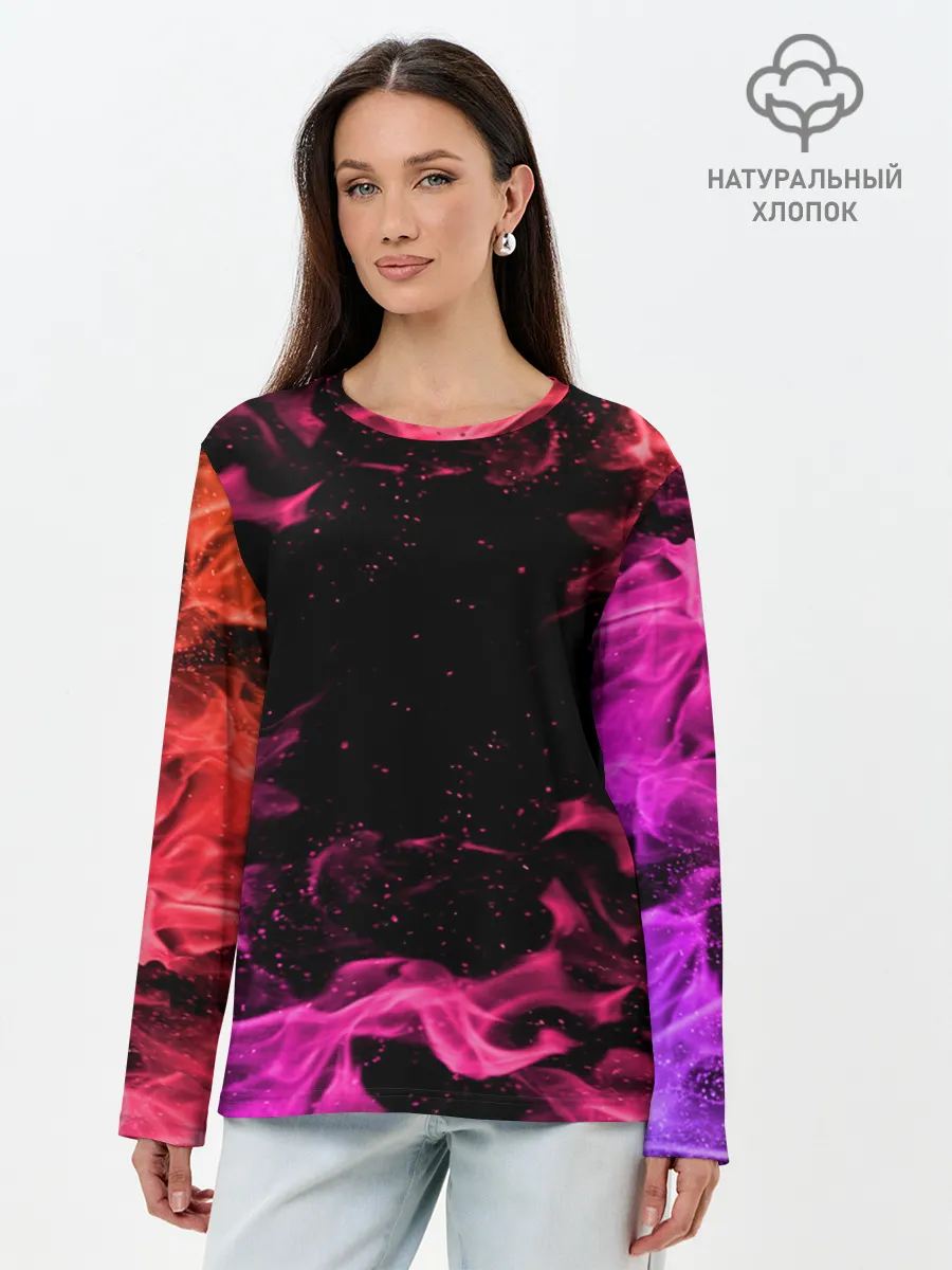Лонгслив женский. Хлопок / ОГОНЬ