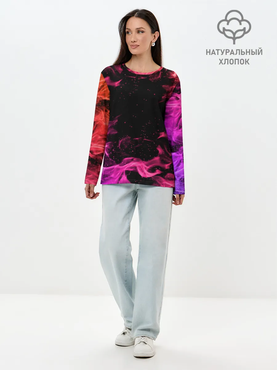 Лонгслив женский. Хлопок / ОГОНЬ