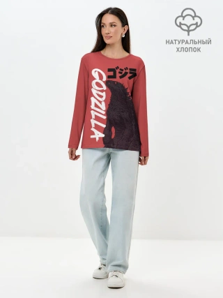 Лонгслив женский. Хлопок / Godzilla