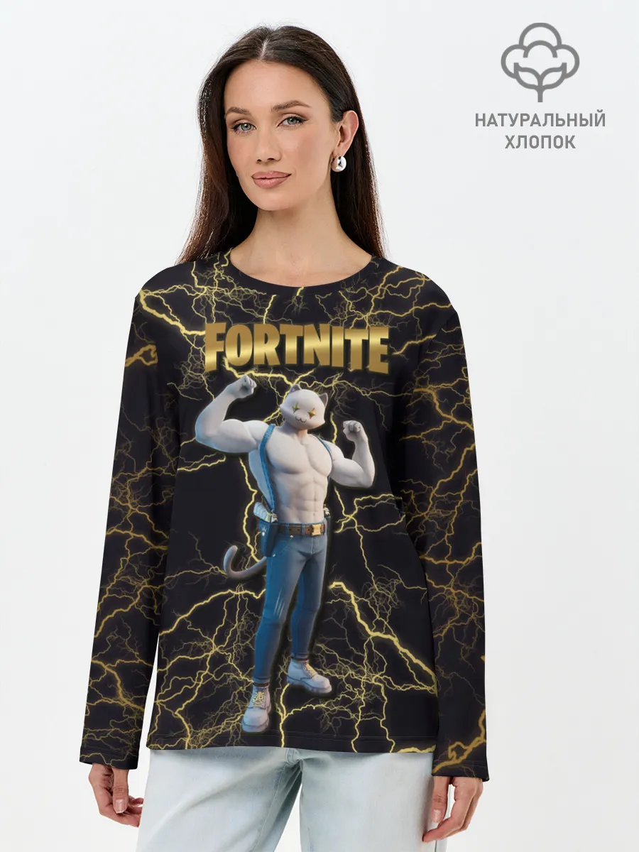 Лонгслив женский. Хлопок / Meowcles Fortnite 2