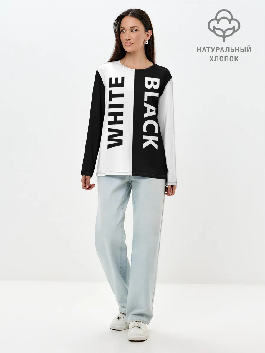Лонгслив женский. Хлопок / BLACK & WHITE