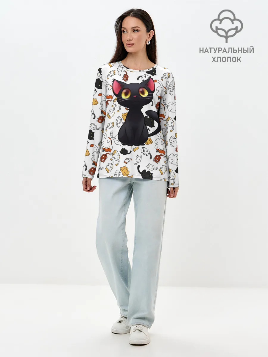 Лонгслив женский. Хлопок / Котэ | Котята