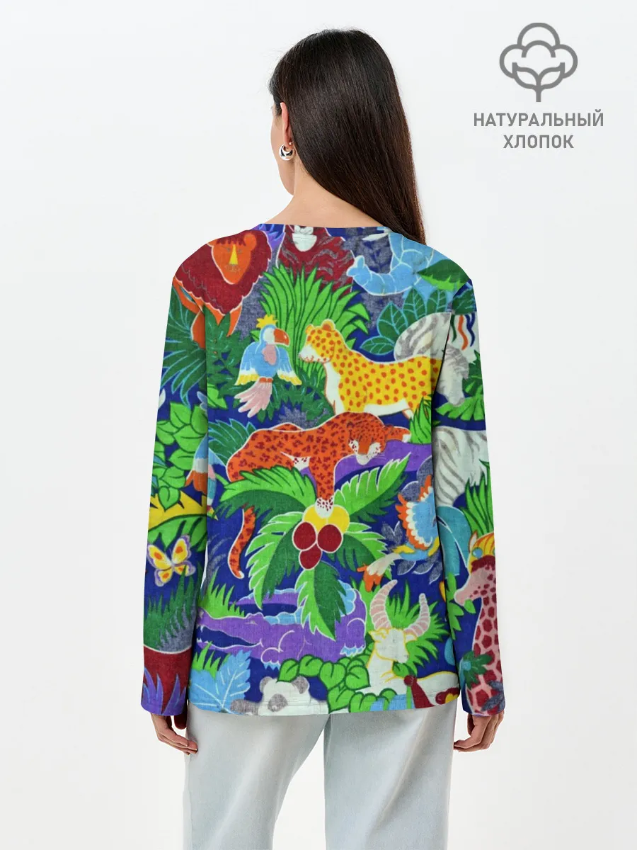 Лонгслив женский. Хлопок / Текстура Холст | Сафари