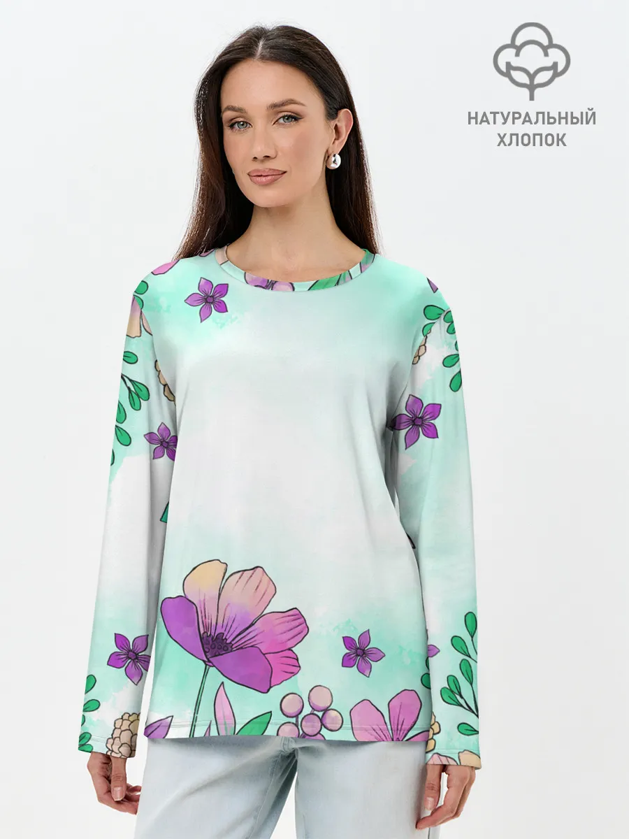 Лонгслив женский. Хлопок / Нежность полей