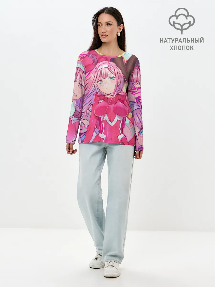 Лонгслив женский. Хлопок / ноль два разная