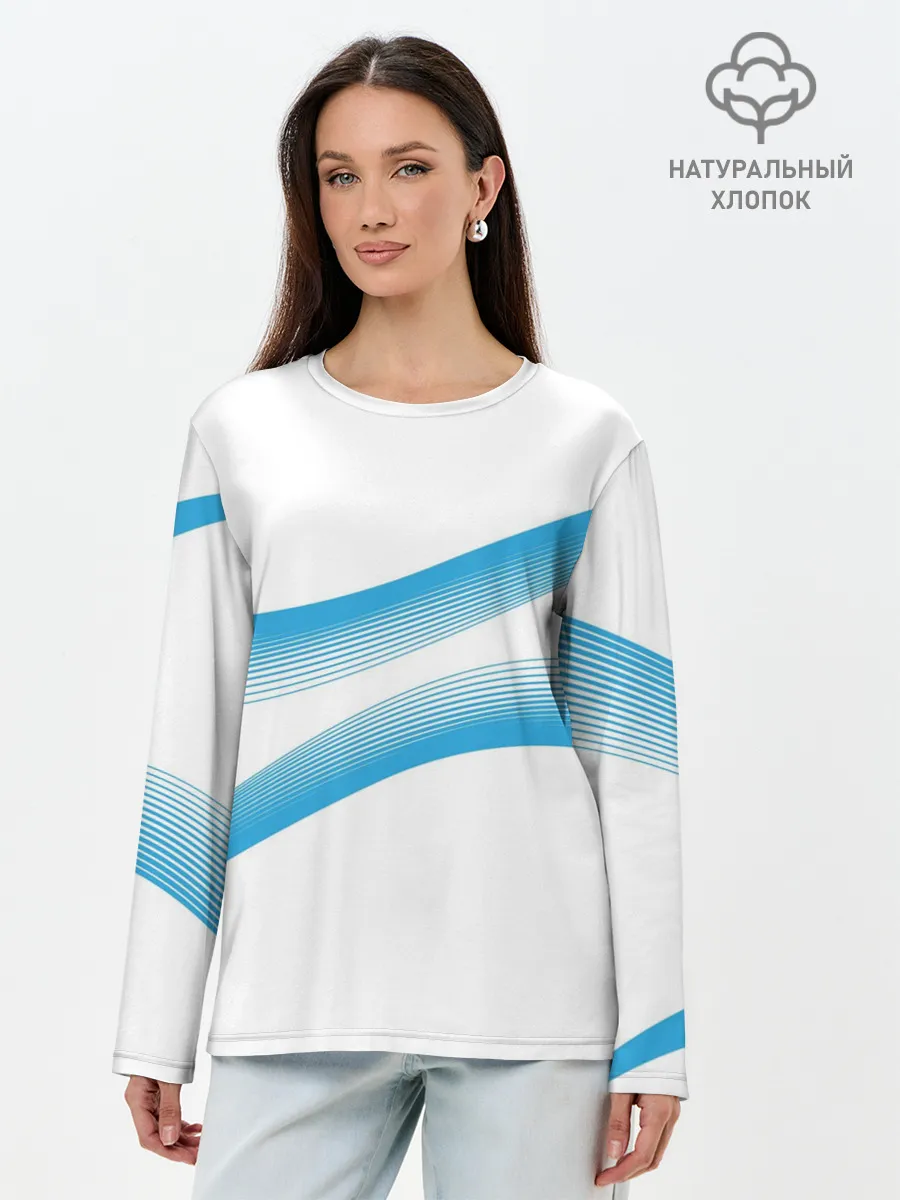 Лонгслив женский. Хлопок / Волны