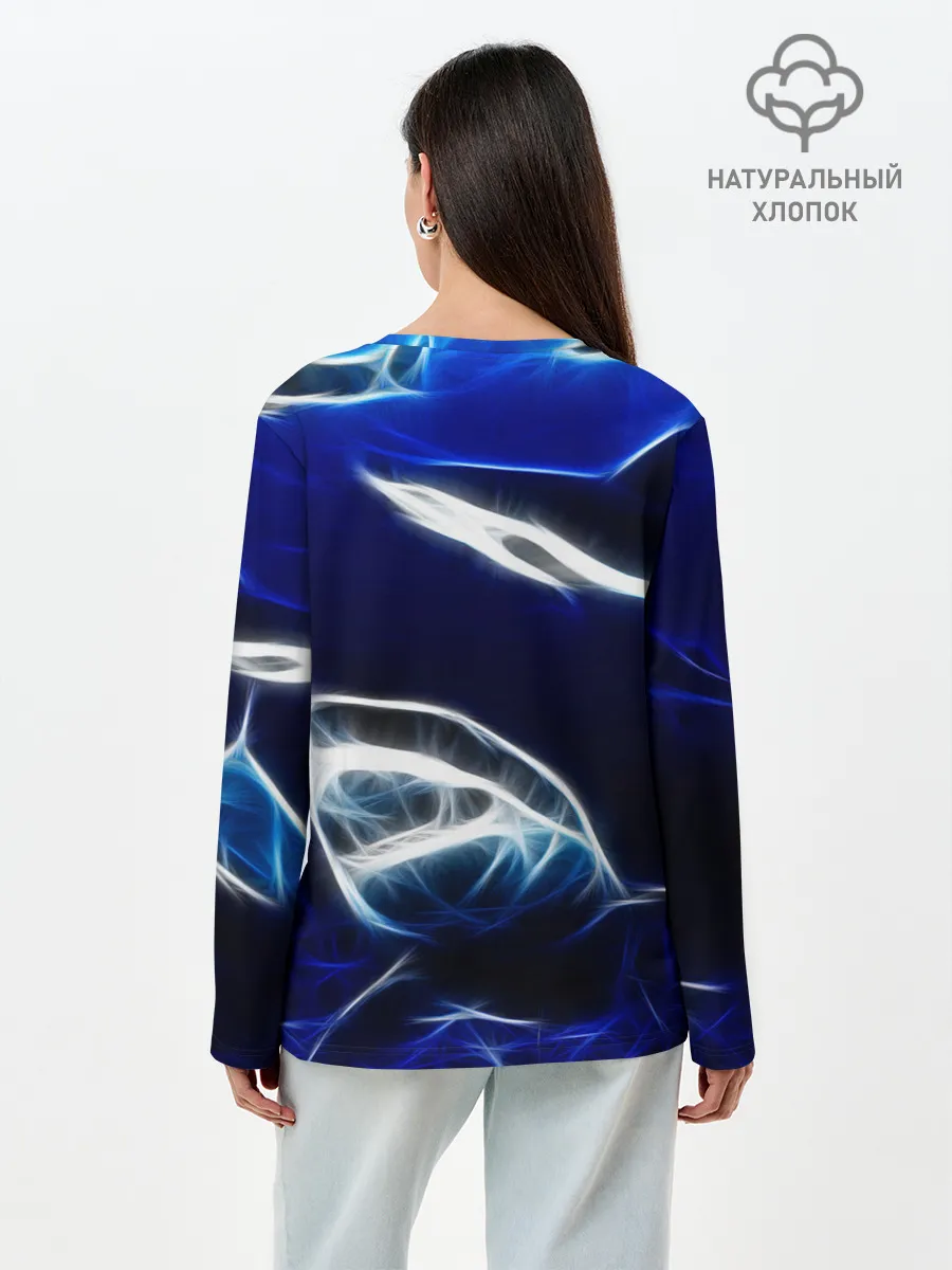 Лонгслив женский. Хлопок / ДЕЛЬФИН В МОРЕ.