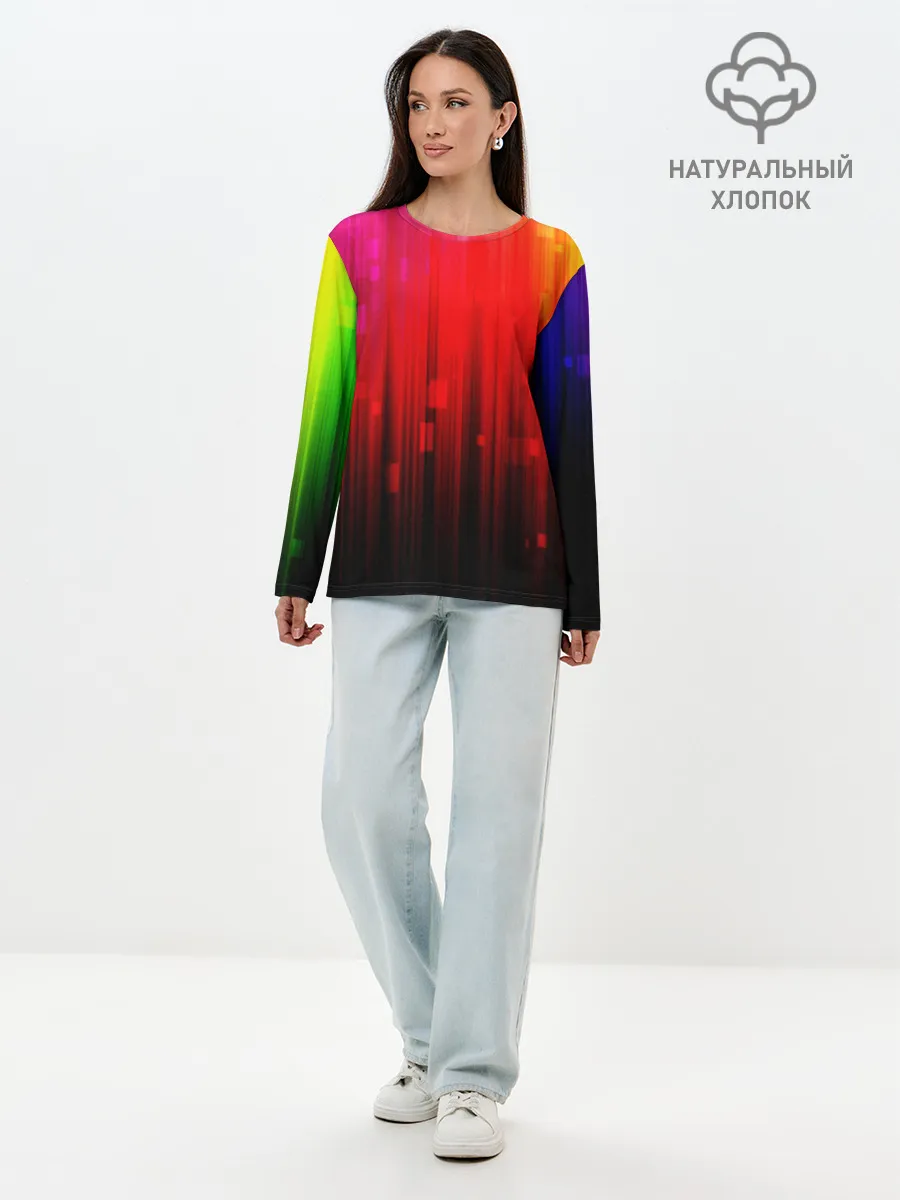 Лонгслив женский. Хлопок / АБСТРАКТНЫЕ КРАСКИ