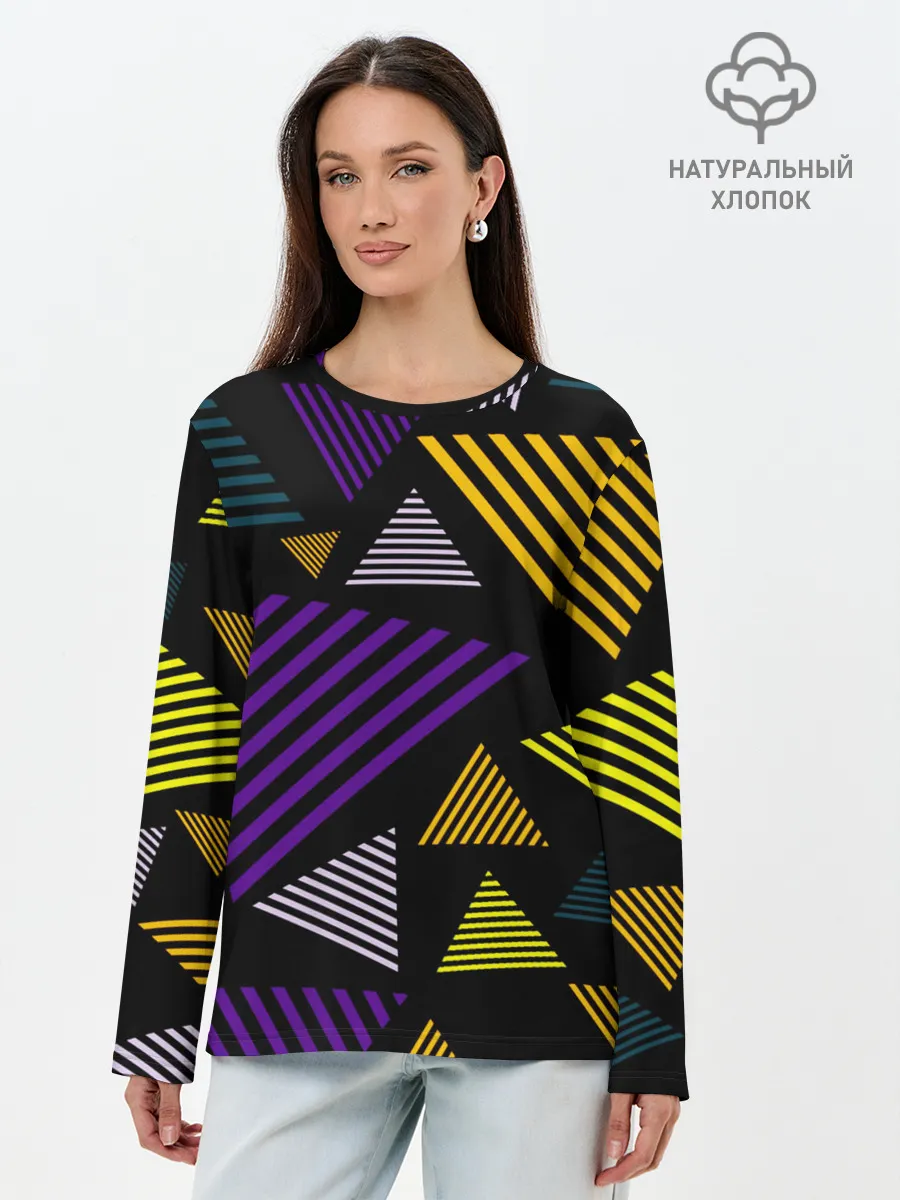 Лонгслив женский. Хлопок / ГЕОМЕТРИЯ