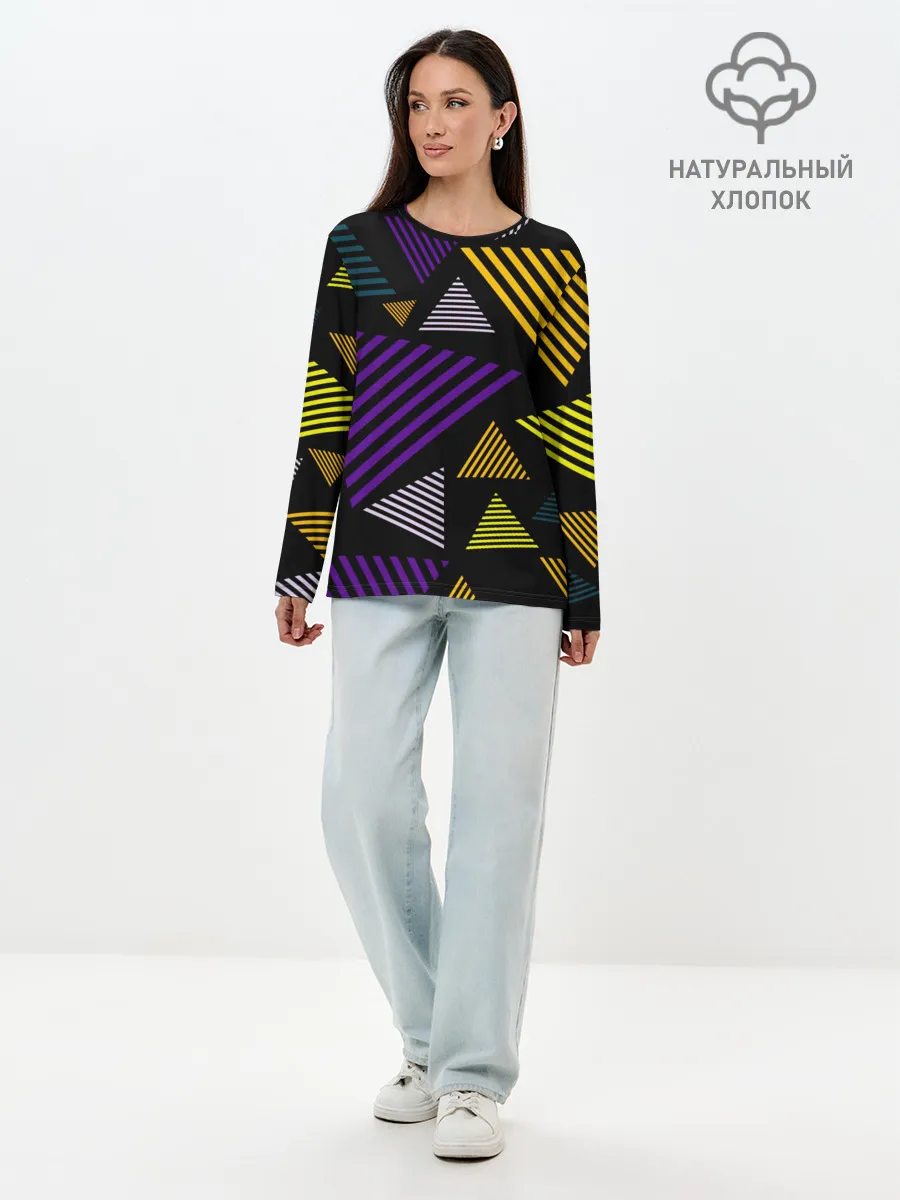 Лонгслив женский. Хлопок / ГЕОМЕТРИЯ