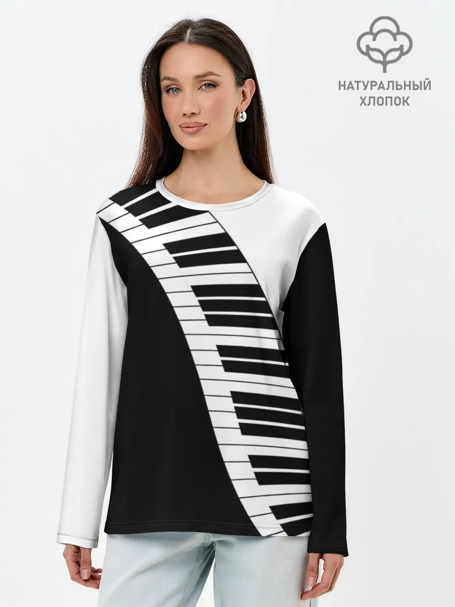 Лонгслив женский. Хлопок / Piano | Пианино
