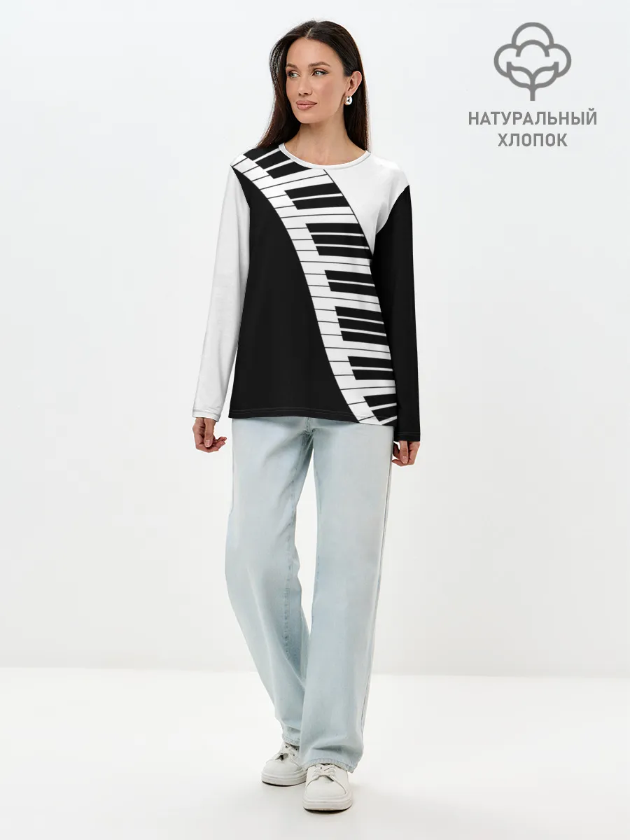 Лонгслив женский. Хлопок / Piano | Пианино