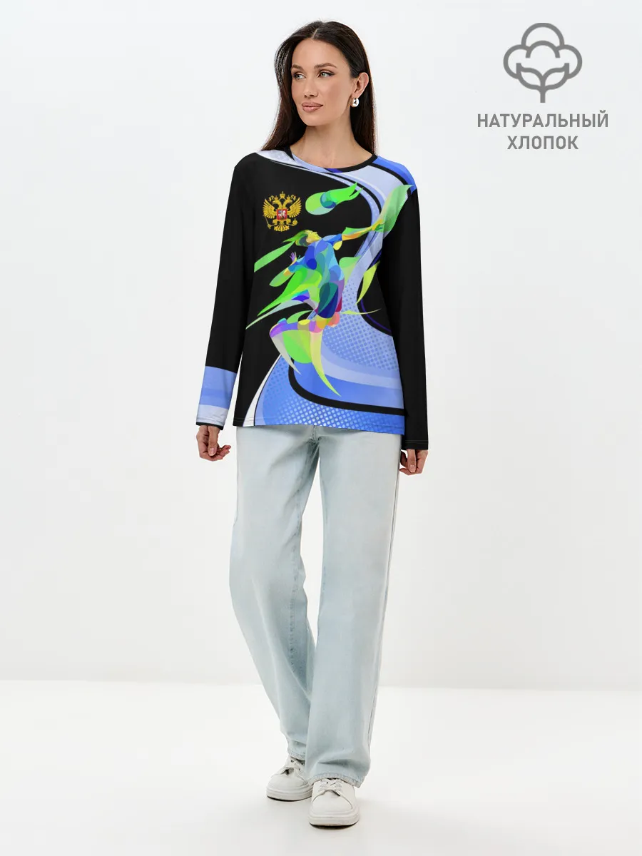 Лонгслив женский. Хлопок / Волейбол | Россия