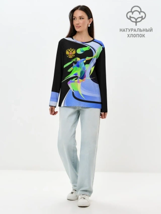 Лонгслив женский. Хлопок / Волейбол | Россия