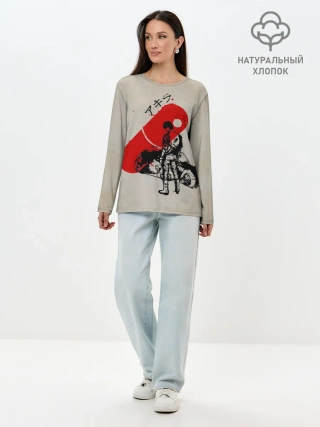 Лонгслив женский. Хлопок / Ink