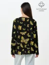 Лонгслив женский. Хлопок / Golden Butterfly pattern