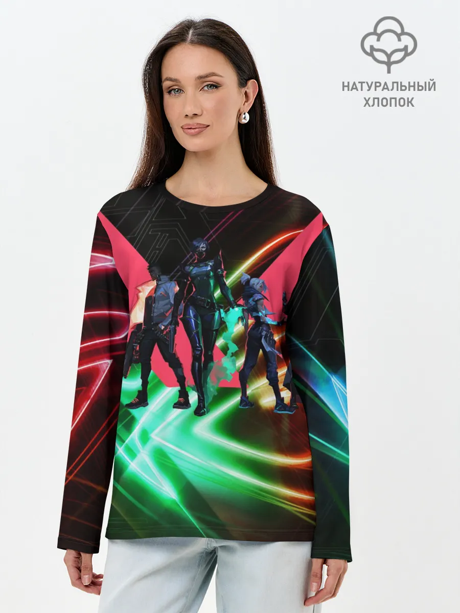 Лонгслив женский. Хлопок / Valorant | Neon