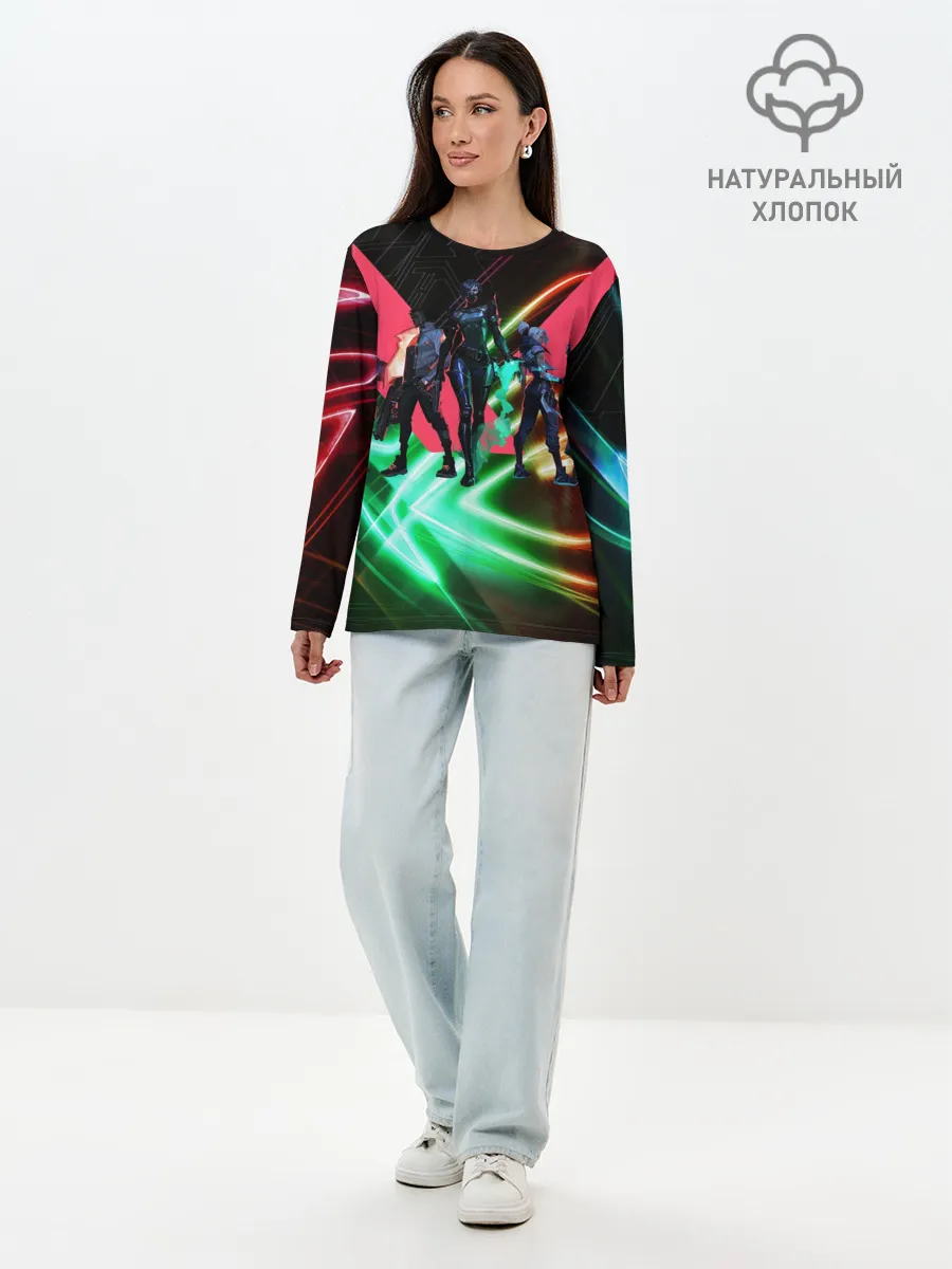 Лонгслив женский. Хлопок / Valorant | Neon