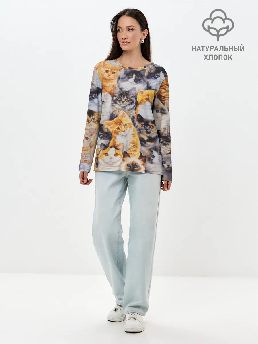 Лонгслив женский. Хлопок / КОТЯТКИ