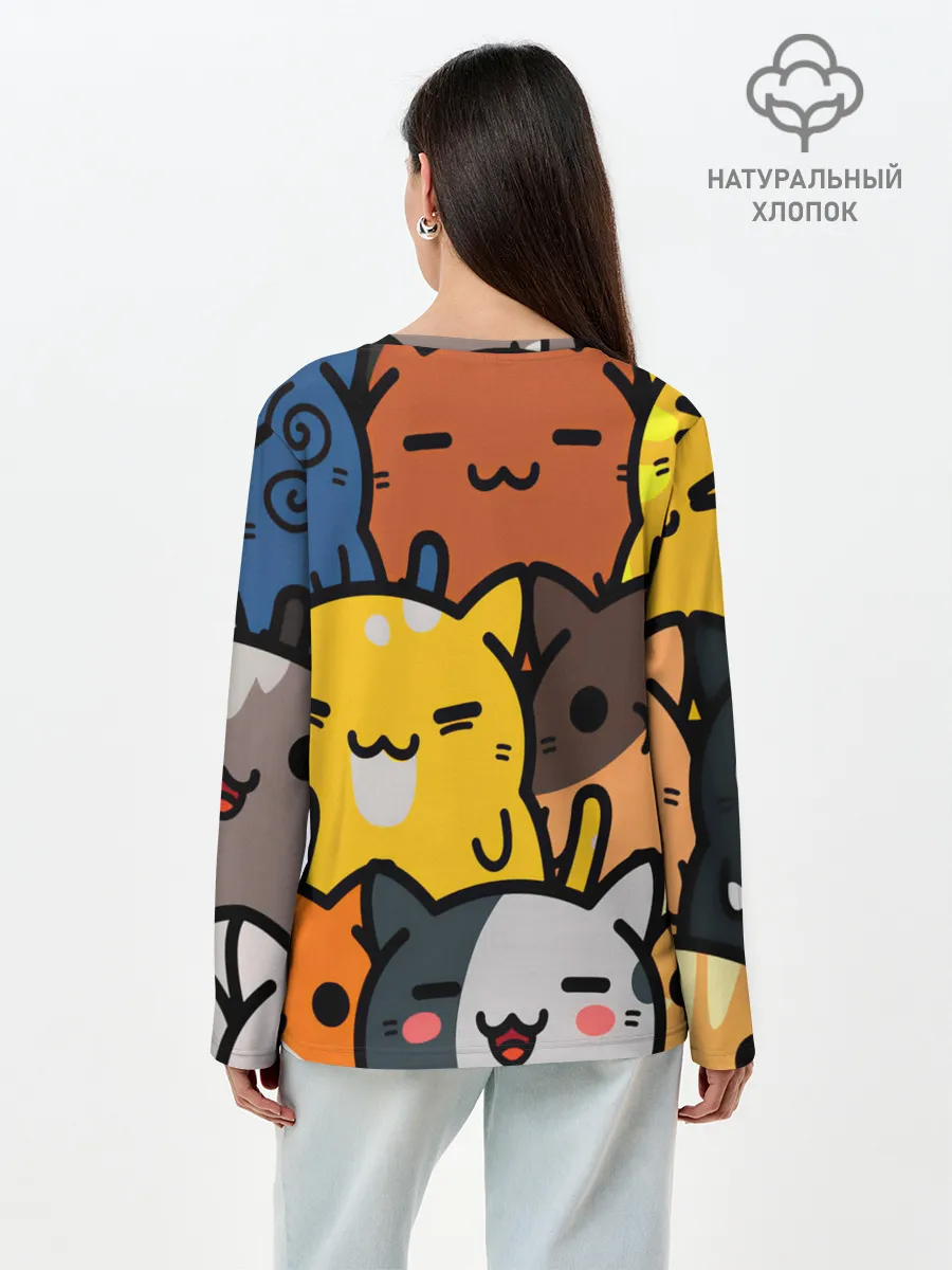 Лонгслив женский. Хлопок / КОТЕЙКИ