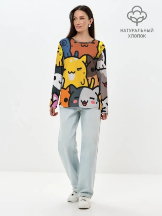 Лонгслив женский. Хлопок / КОТЕЙКИ