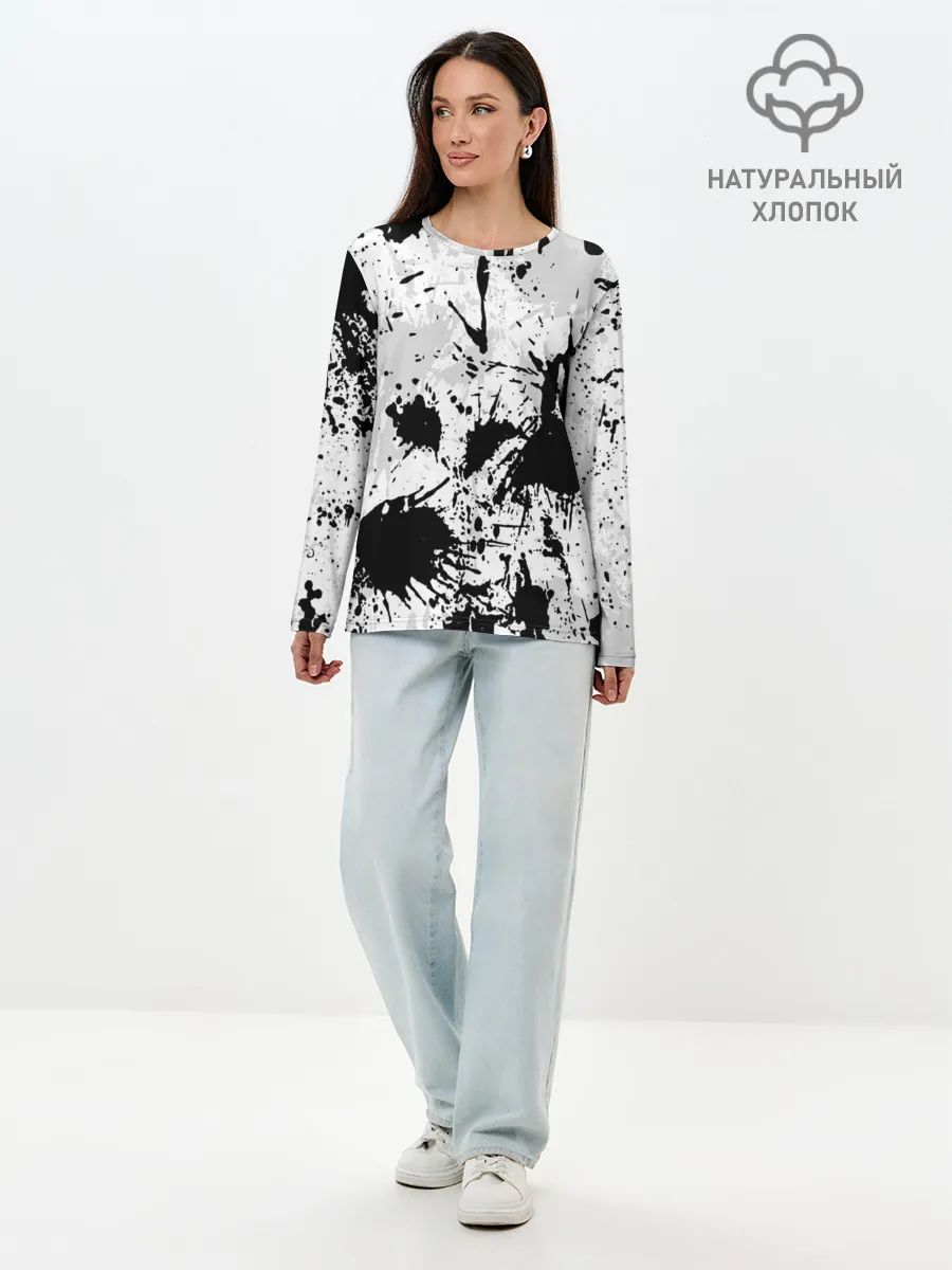 Лонгслив женский. Хлопок / БРЫЗГИ КРАСОК