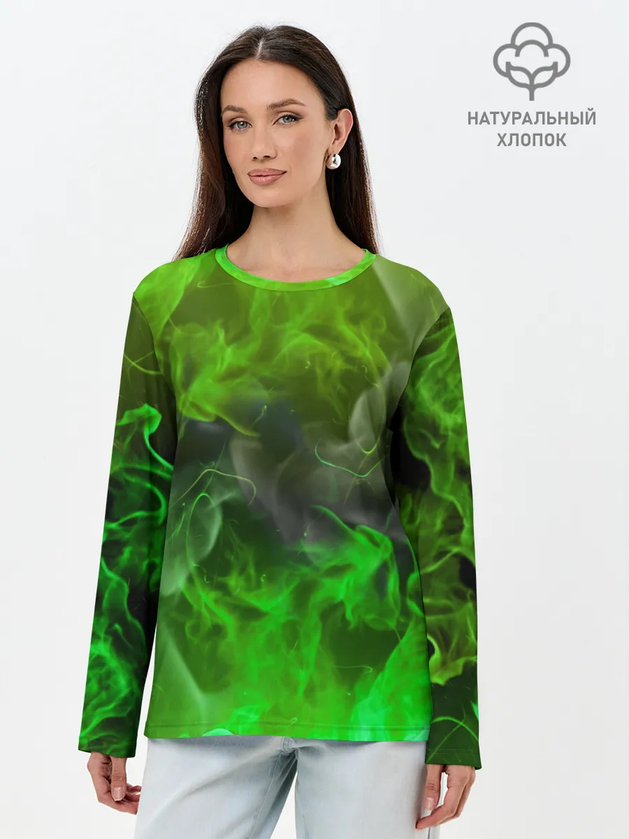Лонгслив женский. Хлопок / ЗЕЛЁНЫЙ ОГОНЬ