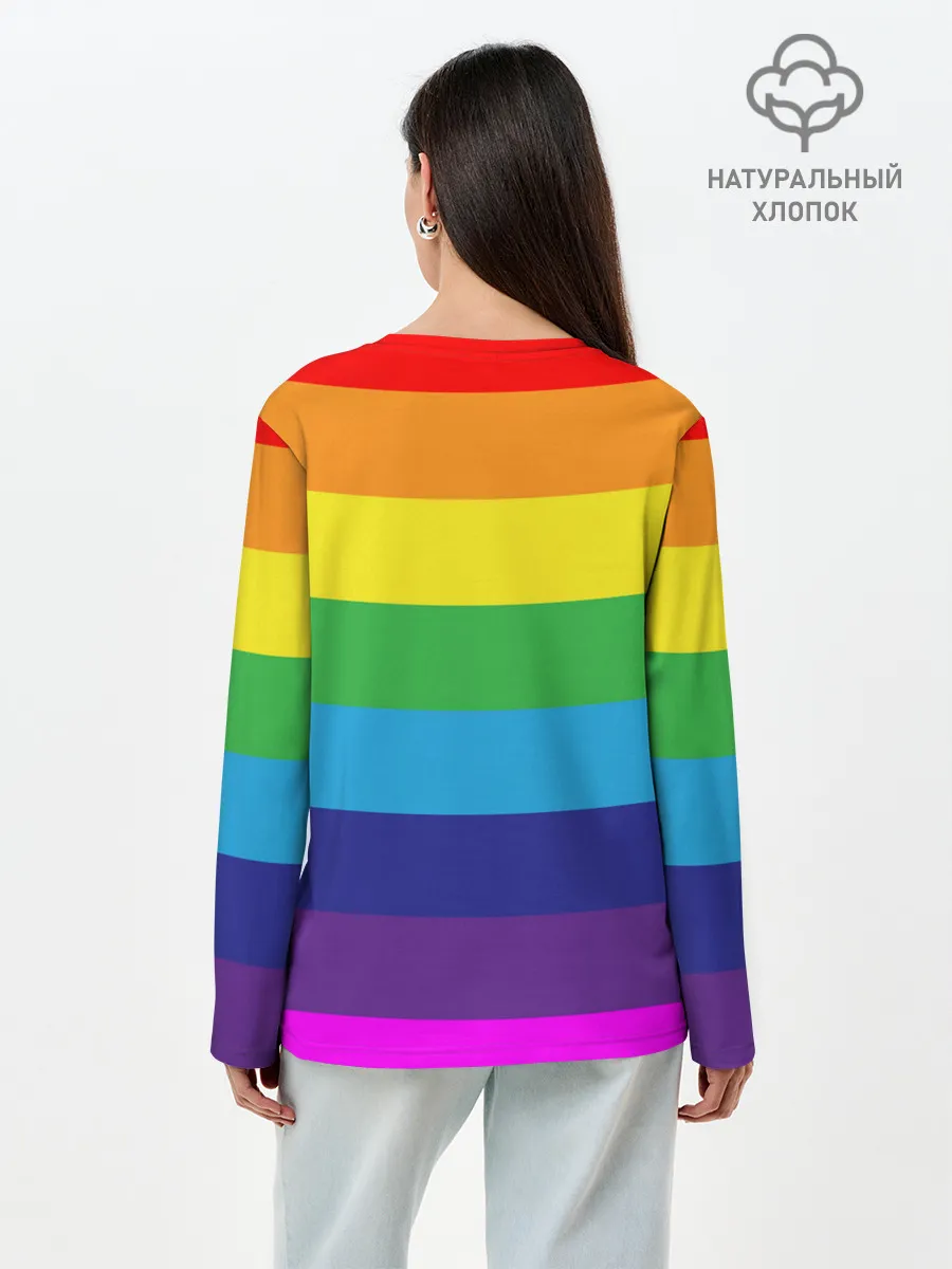 Лонгслив женский. Хлопок / ЦВЕТНЫЕ ЛИНИИ